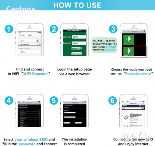 WiFi усилвател за безжичен интернет, Repeater WiFi до 300Mbps, Extender WiFi, снимка 6 - Рутери - 39727198