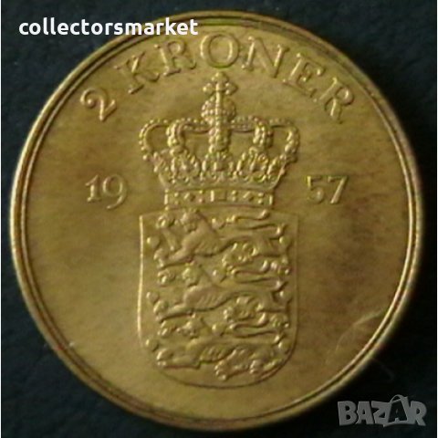 2 крони 1957, Дания, снимка 1 - Нумизматика и бонистика - 28378417