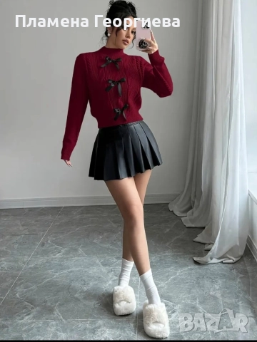 Дамски пуловер в бордо, снимка 2 - Блузи с дълъг ръкав и пуловери - 52677256