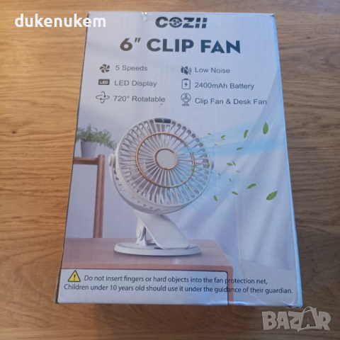 Преносим настолен вентилатор 3-в-1, 5 скорости, 720° въртене, LED дисплей, 2400mAh батерия, снимка 11 - Вентилатори - 52638139