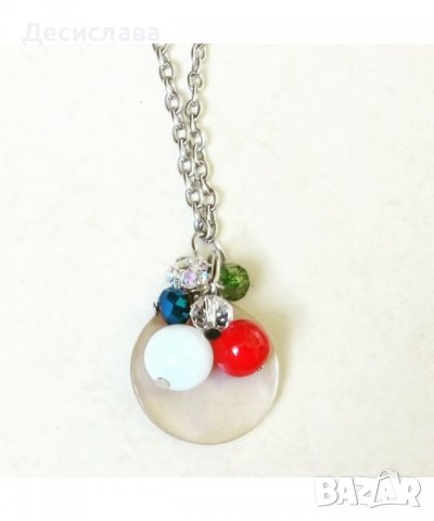 Колие със седеф, камъчета и кристали, снимка 1