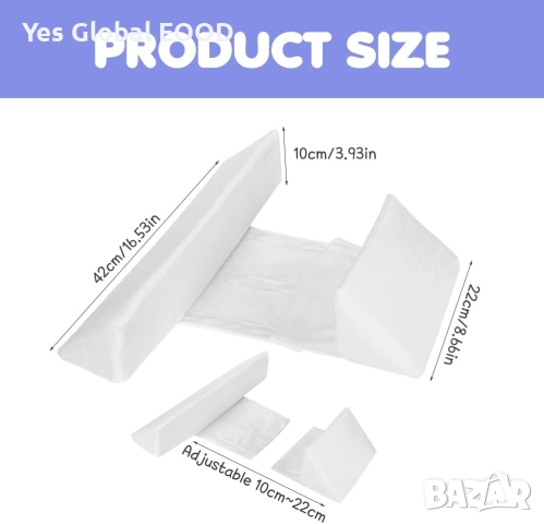 Mineup регулируема възглавница позиционер 43x10x10см с перална калъфка, снимка 3 - Спално бельо - 52288674