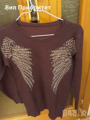 блуза с дълъг ръкав вишнева, снимка 2 - Блузи с дълъг ръкав и пуловери - 34825026