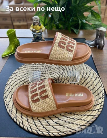 Miu Miu Дамски Чехли Миу Миу - Налични Различни Цветове Код E606, снимка 2 - Чехли - 50957638