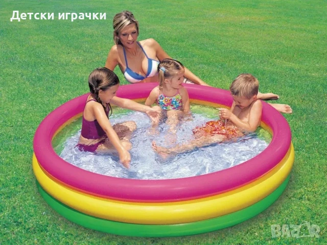 Детски надуваем басейн Intex Sunset Glow, среден, 114 х 25 см, 131 литра, цветен