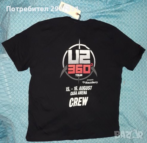 Тениска за персонал на групи U2. концерти 15-16-08-2009, снимка 2 - Тениски - 36852197
