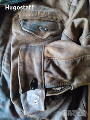 Винтидж марково оригинално cafe racer Моторджиско дебела кожа бомбър пилотско Camel Л/Хл , снимка 15 - Якета - 43352442