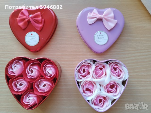 Подаръчен комплект - сапунени рози в метална кутийка, снимка 1 - Романтични подаръци - 43747207