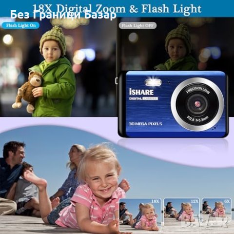 Нов 30MP Цифров Фотоапарат 18X zoom FHD 1080P Лек и Компактен, снимка 5 - Фотоапарати - 43673437