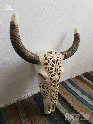 Резбован череп с разглобяеми Рога, снимка 4 - Декорация за дома - 50574311