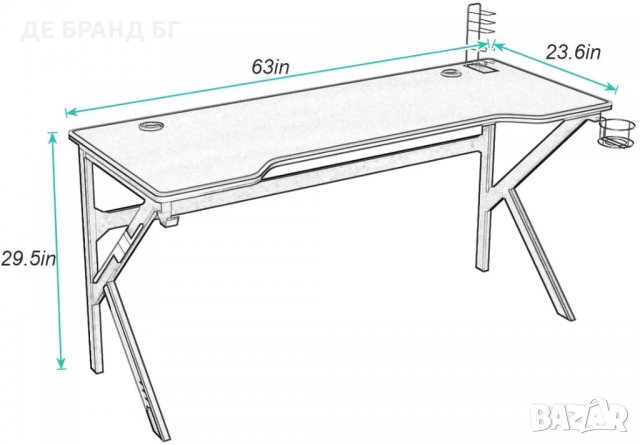 Геймърско бюро с аксесоари LJ-1909-160ALL, снимка 4 - Бюра - 35146839