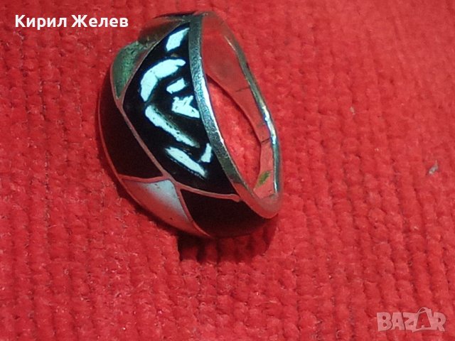 СТАРИНЕН СРЕБЪРЕН ЕМАЙЛИРАН ПРЪСТЕН АНГЛИЯ РЪЧНА ИЗРАБОТКА 25214, снимка 3 - Антикварни и старинни предмети - 34628482