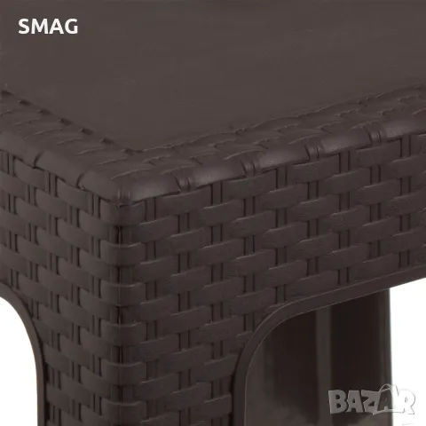 Помощна Маса за двор Пластмасов кафяв ратан 48x48x41см S_1247875, снимка 3 - Маси - 50048016