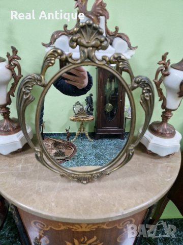 Прекрасно много красиво антикварно френско бронзово огледало , снимка 4 - Антикварни и старинни предмети - 43831318