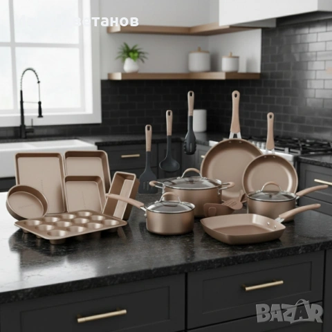 Пълен комплект съдове Edenberg EB-5654 (20 части) с кован алуминий и 3-слойно незалепващо покритие, снимка 2 - Съдове за готвене - 53501879