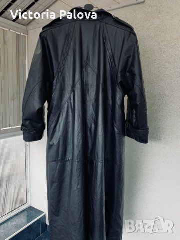 Дълъг черен кожен тренчкот,тренд, снимка 10 - Палта, манта - 32318250