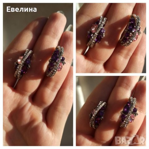 Дамски комплект пръстен и обеци, щампа 925 сребро, снимка 12 - Бижутерийни комплекти - 38154022