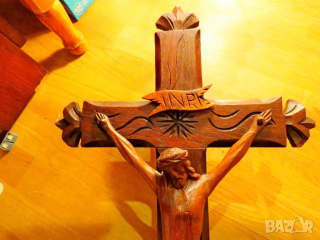 Огромен старинен кръст разпятие на Исус Христос 66 х 35 см - притежавайте това разпятие и нека бог и, снимка 5 - Антикварни и старинни предмети - 39409730