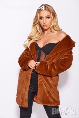 Дамско палто в кафяво, снимка 1 - Палта, манта - 37909776