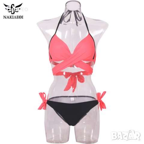 2022 Секси дамски бански костюм горнище кръст превръзка бикини комплект плажен бански костюм за плув, снимка 13 - Бански костюми - 28038273