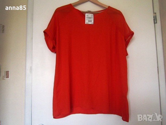 Нова шифонена червена блуза, снимка 3 - Тениски - 28549473