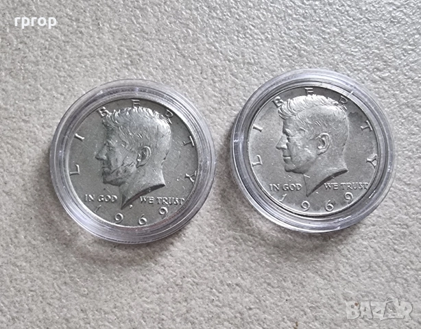САЩ . ½ долар . Сребро. 1969 година.
