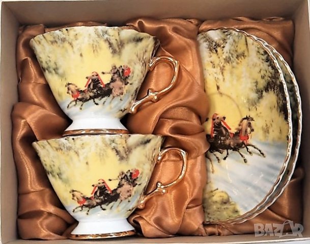 Луксозни чаши костен порцелан за чай и кафе в кутия за подарък, снимка 4 - Подаръци за жени - 36698014