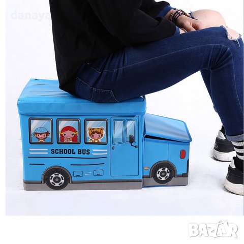 910 Детска сгъваема кутия за играчки кош столче табуретка автобус полиция, снимка 6 - Други - 25249578