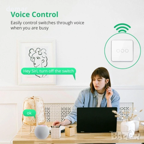 Интелигентен ключ за осветление Matter Over WiFi, съвместим с Apple Home и SmartThings, снимка 2 - Друга електроника - 53053642