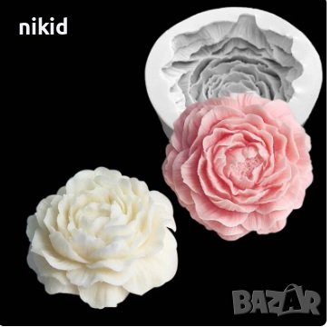 Голям цъфнал Божур цвете силиконов молд форма декорация торта фондан шоколад гипс, снимка 2 - Форми - 38047550