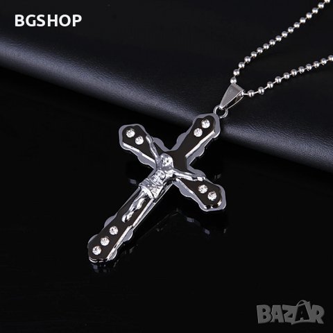 Кръст колие с камъни - Black, снимка 2 - Колиета, медальони, синджири - 37726094