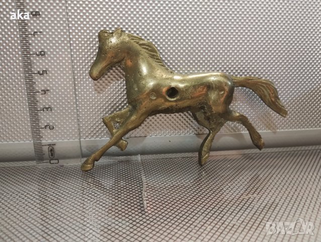 Бронз (месинг) фигура кон плътна пластика 12см.-8см. 195гр., снимка 2 - Статуетки - 43440415