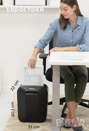Шредер Fellowes Powershred LX50, унищожител на документи, карти, до 9 листа, 17 L, защита DIN P-4, снимка 2 - Ученически пособия, канцеларски материали - 50621367