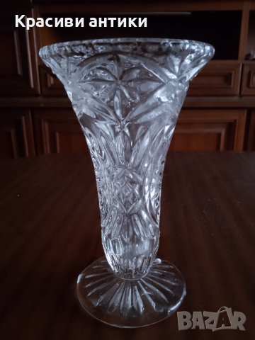 Кристални, старинна, красива, кристална ваза, снимка 4 - Други ценни предмети - 42946103