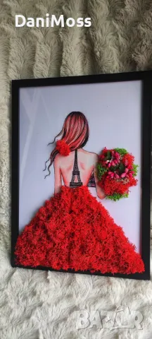 Уникален и оригинален подарък за СВАТБА, КРЪЩЕНЕ, ЗАВЪРШВАНЕ със скандинавски мъх, снимка 16 - Картини - 47298935