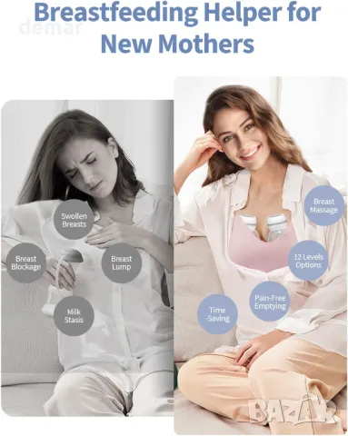 Електрическа преносима помпа за кърма Haokoo, 12 нива, 3 режима с фланец 21/24 mm, сива, снимка 2 - Помпи за кърма - 48979978