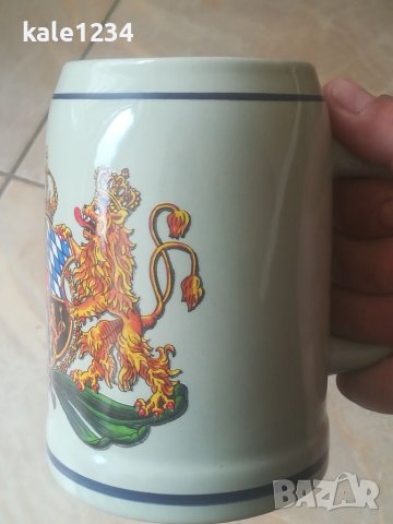 Немска халба за бира. Бавария. HUBER. Чаша. Герб. Germany. Голяма халба керамика. , снимка 2 - Колекции - 40668128