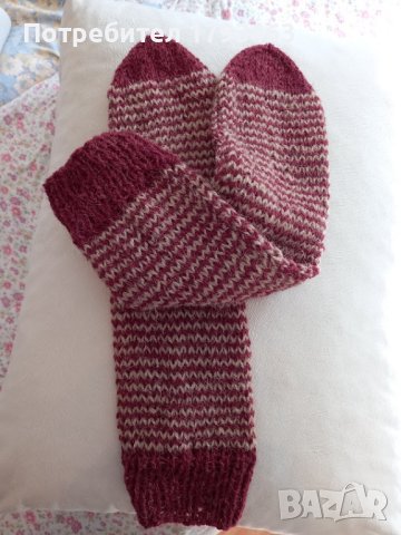 Ръчно плетени мъжки чорапи от вълна, размер 43, снимка 2 - Мъжки чорапи - 43031359