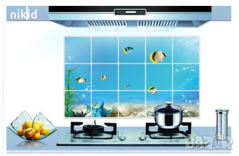 Море риби лепенка стикер имитация плочки за плот на кухня, снимка 1 - Други - 32755730