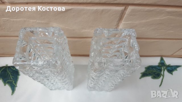 Стъклени вази от едно време - 2 бр., снимка 2 - Антикварни и старинни предмети - 33005166