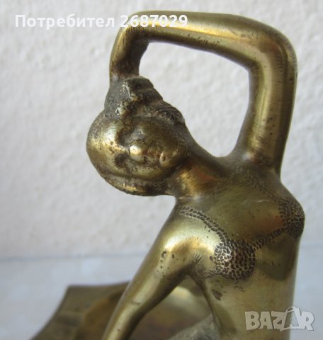 Балерина - пепелник, метал месинг бронз фигура статуетка, снимка 3 - Статуетки - 39489990