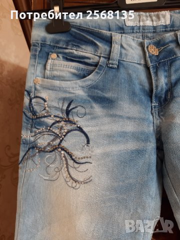 Дънки ELEVEN JEANS с Бродерия и Паети декорация НОВИ,избелени ефекти-уникален модел, снимка 3 - Дънки - 35603276