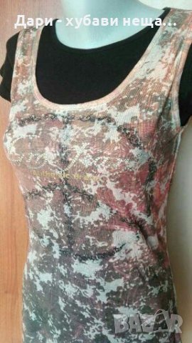 Тениска/туника от два пласта, в преливащи цветове и камъчета🍀❤S,M❤🍀арт.4311, снимка 2 - Туники - 37038363