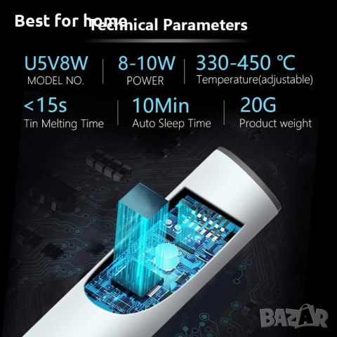 Професионален комплект поялник HANDSKIT 60W – Регулируема температура, 5 накрайника, Пълен комплект