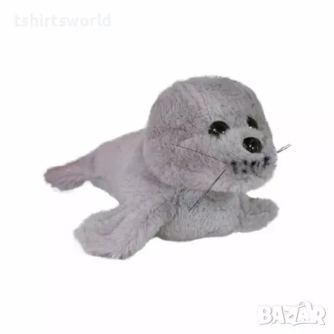 Нов плюшен тюлен в сив цвят, 25см