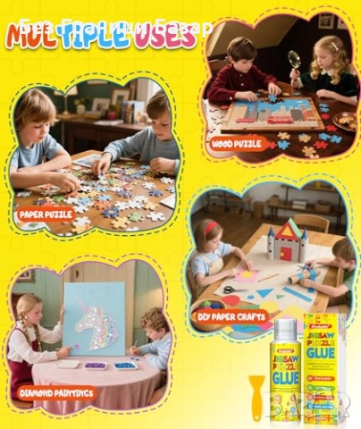 Ново Прозрачно лепило за пъзели 200мл с гъбичка – бързосъхнещ лак, снимка 7 - Други - 52155983