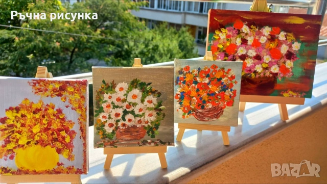 Авторски мини картини тема есен ,цена 10лв -картина и статив и големи картини , снимка 17 - Картини - 38707244
