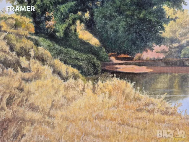 Петър Момчилов Пролет край реката 2023г. Майсторски нарисувана картина, снимка 6 - Картини - 48602856