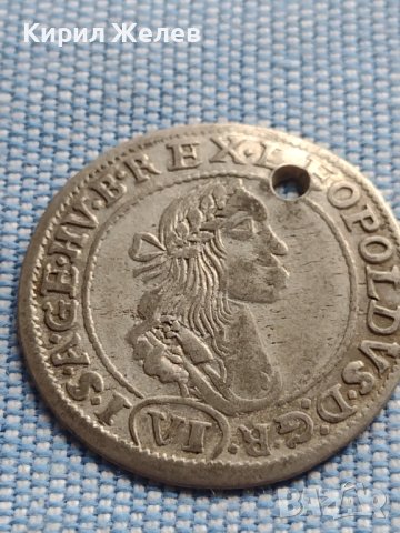 Сребърна монета 6 кройцера 1671г. Леополд първи Кремниц Унгария 13689