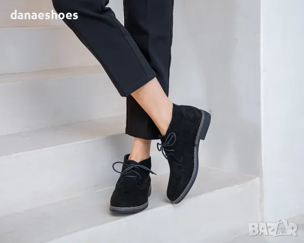 Дамски кларкове от велур в черно , снимка 5 - Дамски боти - 47351830